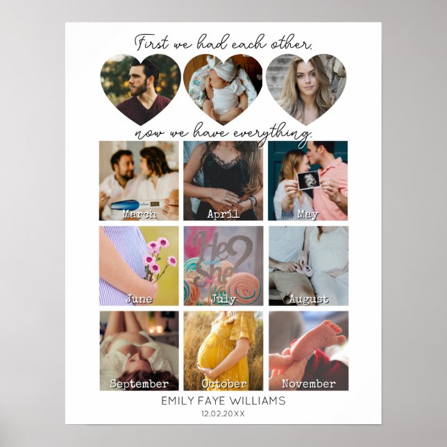 Pregnancy Journey Foto Collage mit Zitat Herz Poster (Vorne)