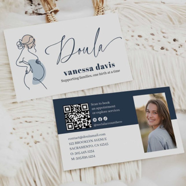 PREGNANCY LINE ART DOULA BIRTH WORKER QRCODE PHOTO VISITENKARTE (Von Creator hochgeladen)
