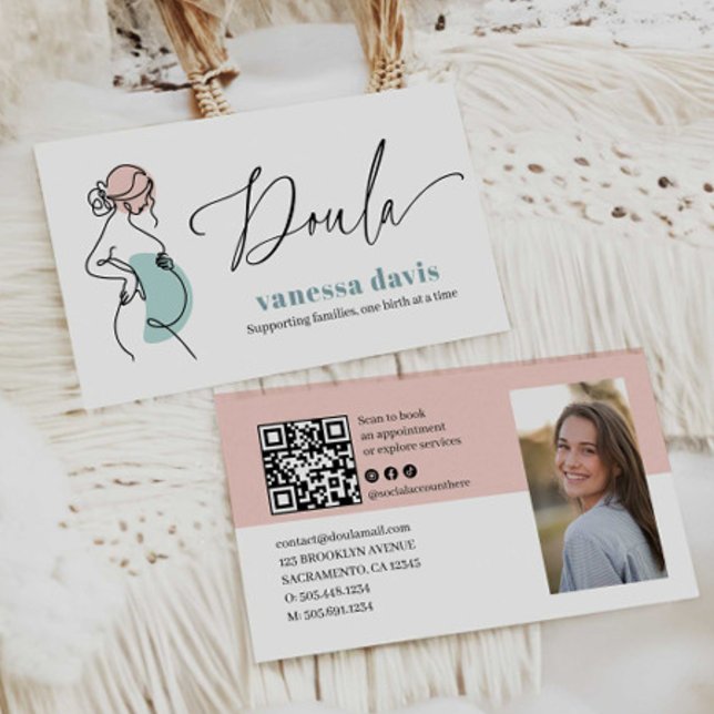 PREGNANCY LINE ART DOULA BIRTH WORKER QRCODE PHOTO VISITENKARTE (Von Creator hochgeladen)