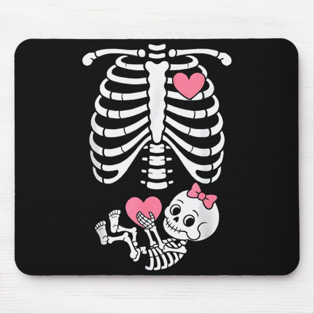 Pregnancy Skeleton Girl Baby Rib Cage Belly Bump H Mousepad (Vorne)
