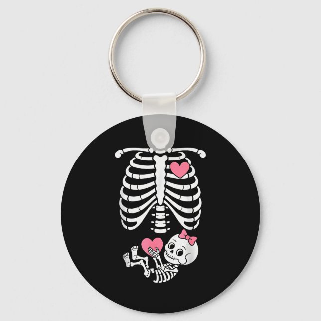 Pregnancy Skeleton Girl Baby Rib Cage Belly Bump H Schlüsselanhänger (Vorderseite)