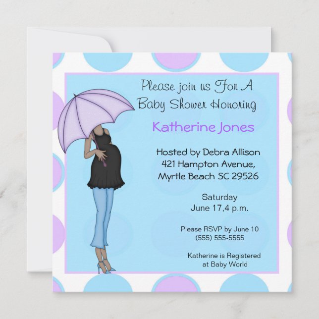 Pregnant African American Mama Shower Einladung (Vorderseite)