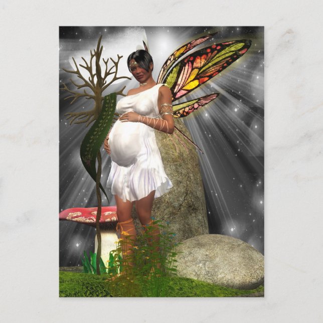 Pregnant African Fairy Postcard Ankündigungspostkarte (Vorderseite)
