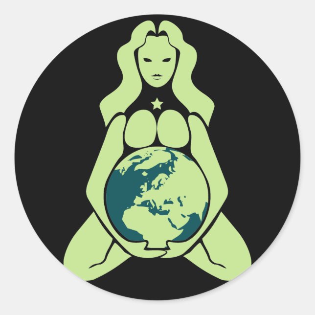 Pregnant Earth Goddess Runder Aufkleber (Vorderseite)