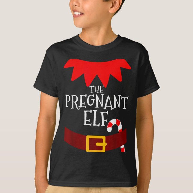 Pregnant Elf Matching Family Group Christmas Pajam T-Shirt (Vorderseite)