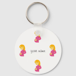 Pregnant Emoji Mama und '' Ihr Name hier " Schlüsselanhänger