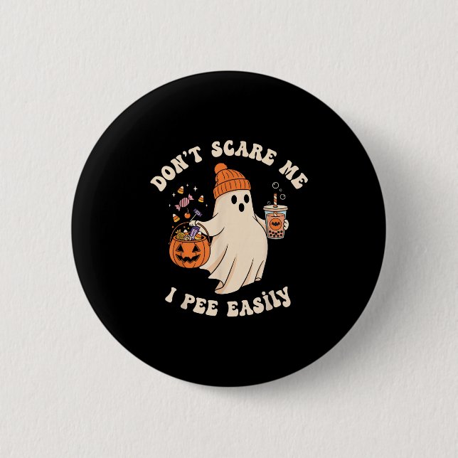 Pregnant Ghost Trick Or Treat Dress Lazy Halloween Button (Vorderseite)