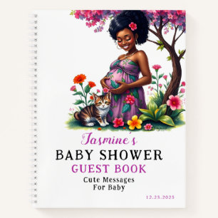 Pregnant Maman Chat Purple Baby shower Livre d'inv