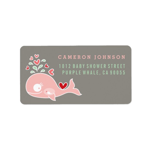 Pregnant rose maman baleine Baby shower Étiquettes (Devant)