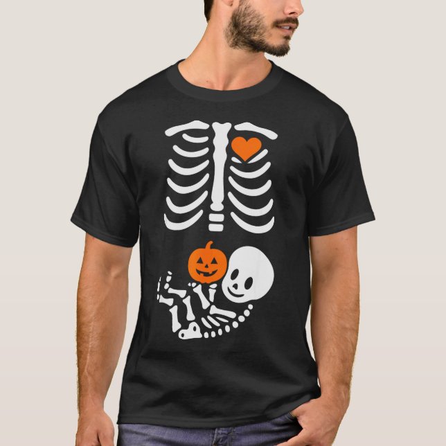 Pregnant Skeleton Baby Bump Funny Halloween Tee  (Vorderseite)