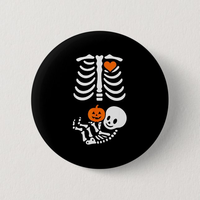 Pregnant Skeleton Baby Bump Funny Halloween Tee  Button (Vorderseite)