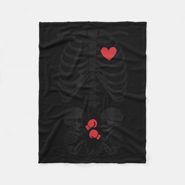 Pregnant Skeleton Twin Halloween Skeleton Boxing T Fleecedecke (Vorderseite)