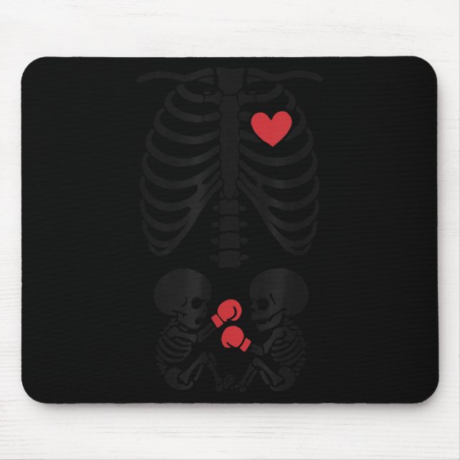 Pregnant Skeleton Twin Halloween Skeleton Boxing T Mousepad (Vorne)