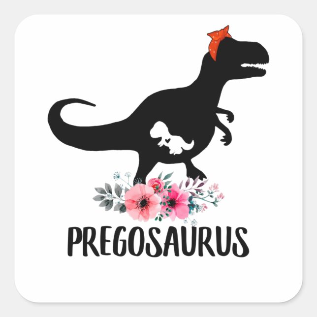 Pregosaurus Funny Pregnancy Gift Quadratischer Aufkleber (Vorderseite)