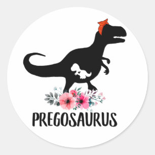 Pregosaurus Funny Pregnancy Gift Runder Aufkleber