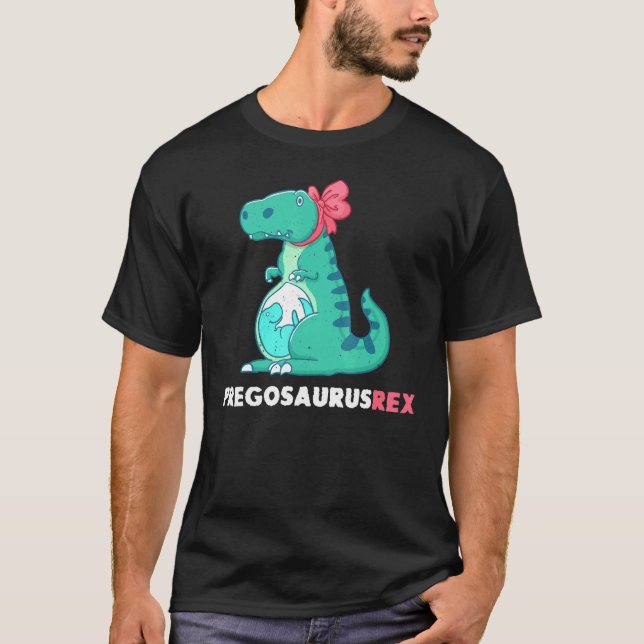 Pregosaurus Rex Dinosaurier Schwangerschaftsankünd T-Shirt (Vorderseite)