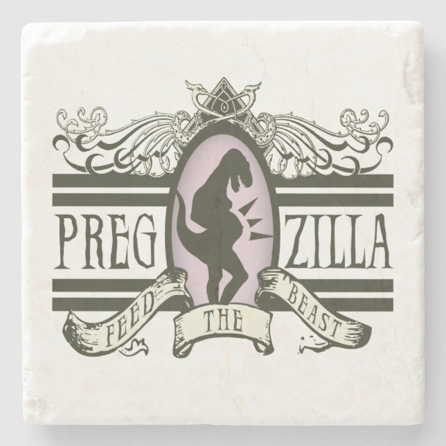 Pregzilla füttern das Tier Steinuntersetzer (Vorderseite)