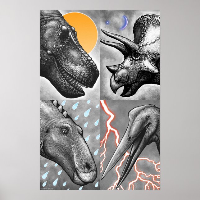 Prehistoric Portraits Poster - Black and White (Vorne)