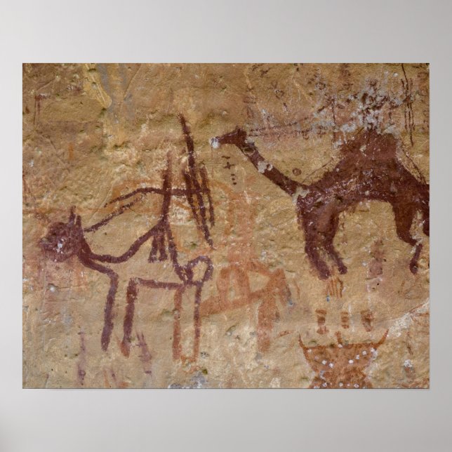 Prehistoric rock paintings with camels and poster (Vorne)