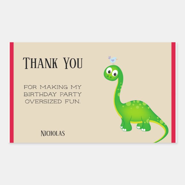 Prehistorisch Dinosaur Vielen Dank Rechteckiger Aufkleber (Vorderseite)