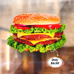 Preis anpassen Double Cheeseburger Deluxe Werbung Fensteraufkleber
