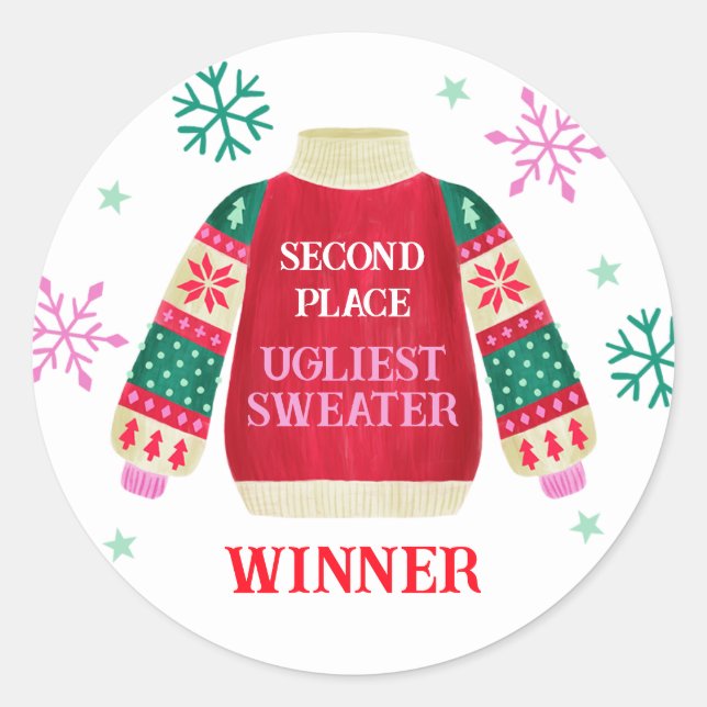 Preis des Ugly Sweater Wettbewerbs Runder Aufkleber (Vorderseite)