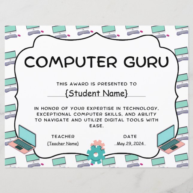 Preis für die Anerkennung von Computerguru-Student (Vorderseite)