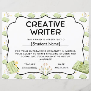 Preis für die Anerkennung von Creative Writer Stud