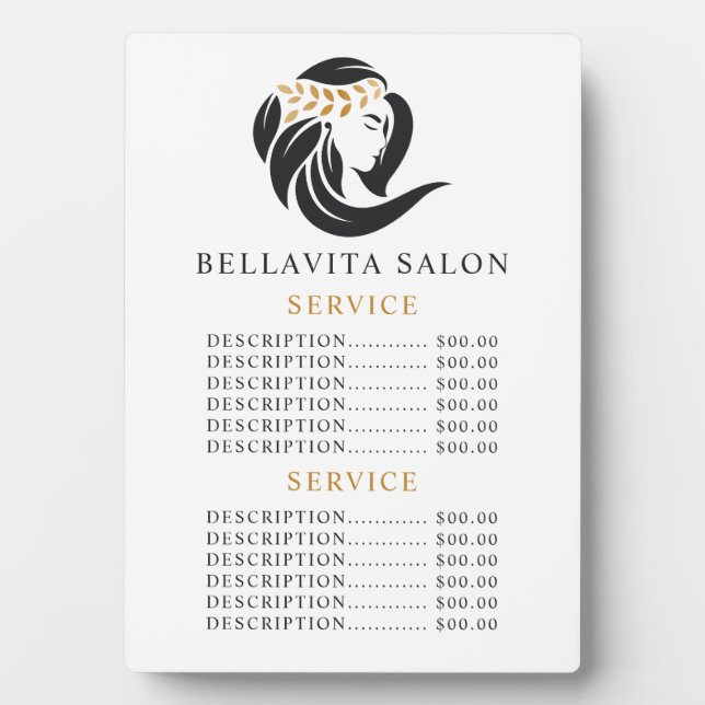 Preis für einfache Black Gold Hair Salon Logos Fotoplatte (Vorderseite)