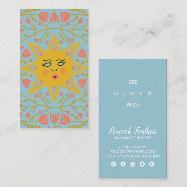 Preis-Größe für Sonne und Blumen CUSTOM Hang-Tag Visitenkarte (Vorne/Hinten)