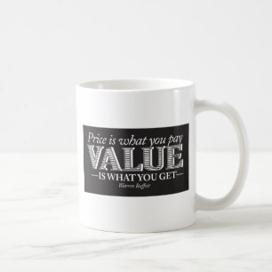 Preis ist, was Sie paginieren - Weiß auf Schwarzem Kaffeetasse
