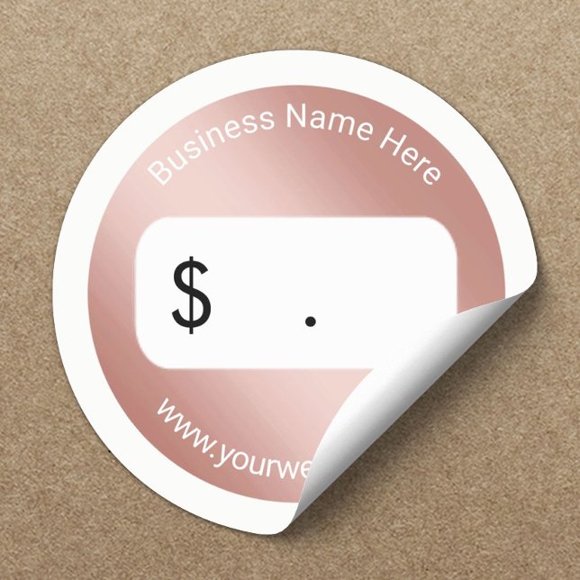 Preis-Tag Elegante Rose Gold Runder Aufkleber (Von Creator hochgeladen)