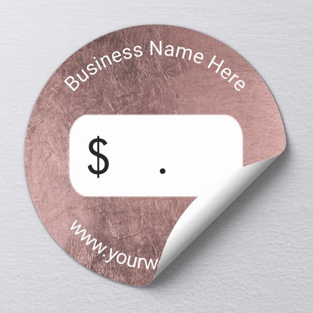 Preis Tag Moderne Rose Gold Leaf Runder Aufkleber (Von Creator hochgeladen)