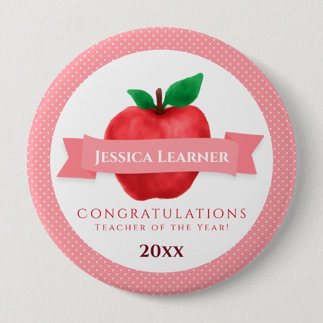 Preis zum Thema "Lehrer des Jahres" Button (Vorderseite)