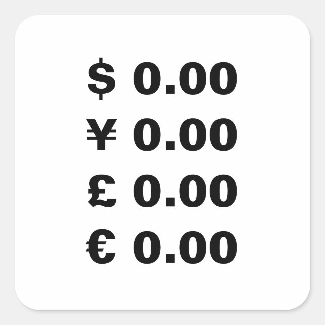 Preisaufkleber in Zollwährung für Unternehmen (Vorderseite)