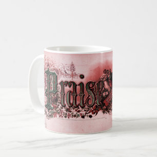"Preise den Herrn" Tiefrot und Grün Kaffeetasse