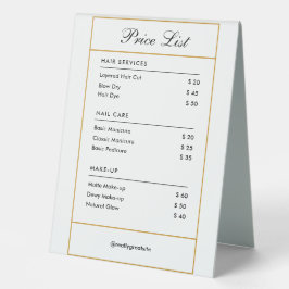 Preise für Friseursalon mit eigener Marke Tischaufsteller