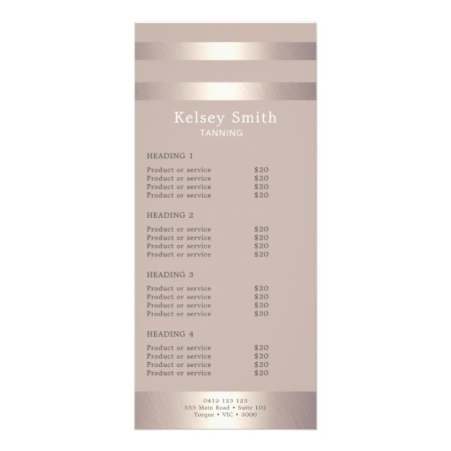 Preise für Goldbronze oder Beauty Salon Werbekarte (Vorne)