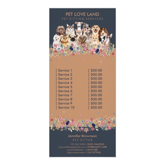 Preise für Hunde von Navy Cats Pet Services Werbekarte (Vorne)