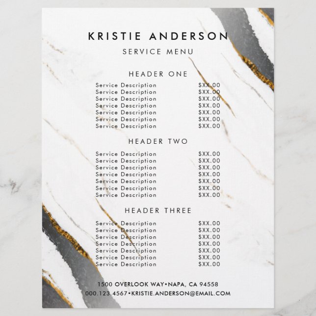 Preise und Dienstleistungen für dunkelbraunes schw Flyer (Vorne)