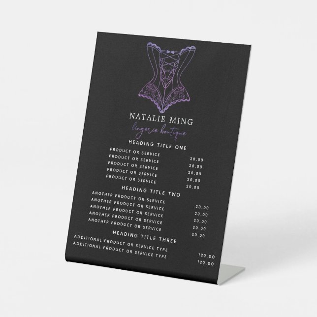 Preise und Services für Logos für die Boutique von Sockelschild (Vorderseite)