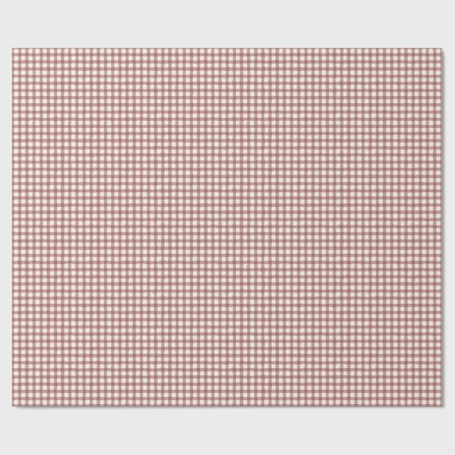 Preiselbeer-Gingham Rot-Maroon Geschenkpapier (Flach)
