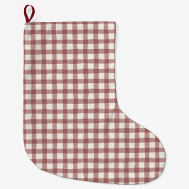 Preiselbeer-Gingham-Rot-Maroon Großer Weihnachtsstrumpf
