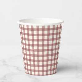Preiselbeer-Gingham Rot-Maroon Pappbecher