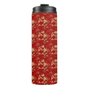 Preiselbeer- und Toffee-Kegelblumenmuster Thermosbecher