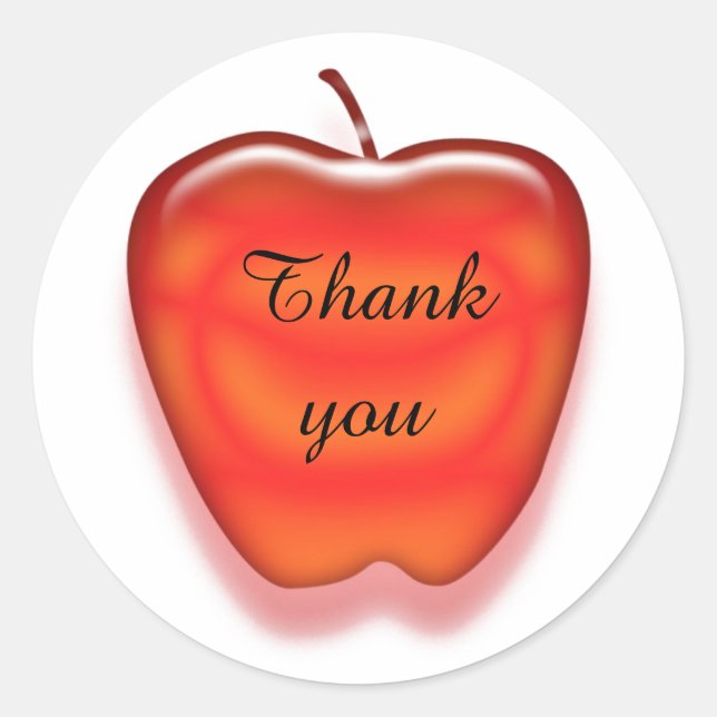 Preisgünstige Bright Red Apple Danke, dass Sie Leh Runder Aufkleber (Vorderseite)