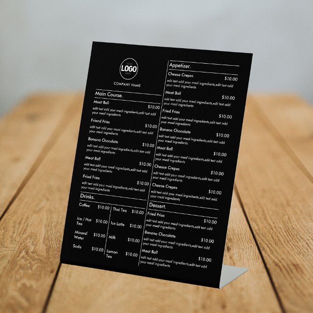 Preisliste | Black Business Menu Modern Sockelschild (Von Creator hochgeladen)