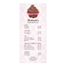 Preisliste der eleganten Schokolade Cupcake Bäcker Werbekarte
