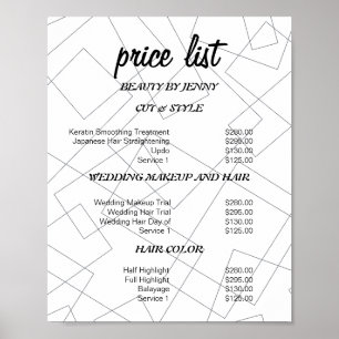 Preisliste der modernen geometrischen Schönheitssa Poster