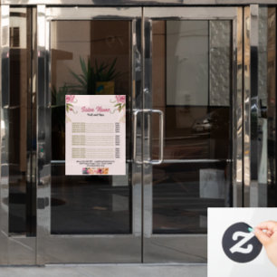 Preisliste des Nagelstudios Pink Floral Beauty Fensteraufkleber